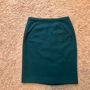 Teal pencil skirt with front pockets